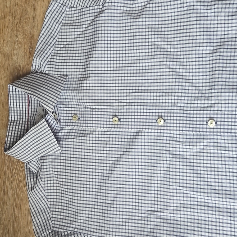 ETON Contemporary Fit Check Dress Shirt - Blue and White Sz 42  16.5